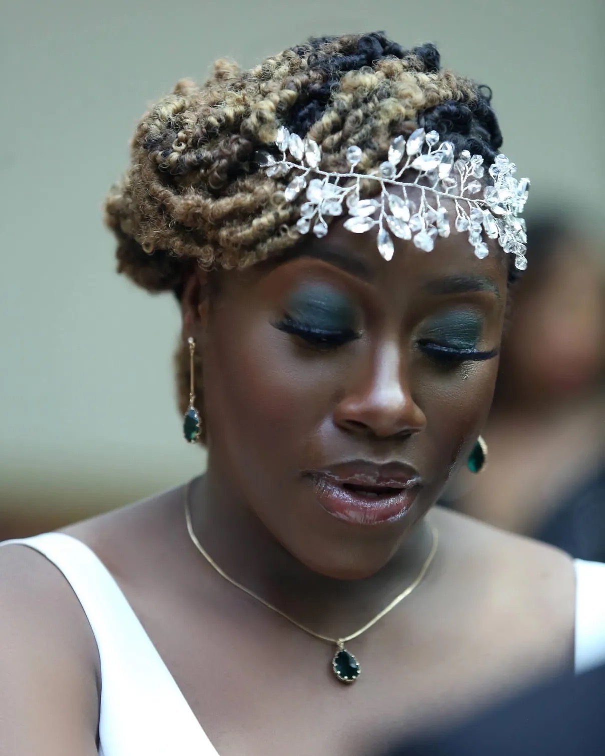 Bride with crystal headpiece